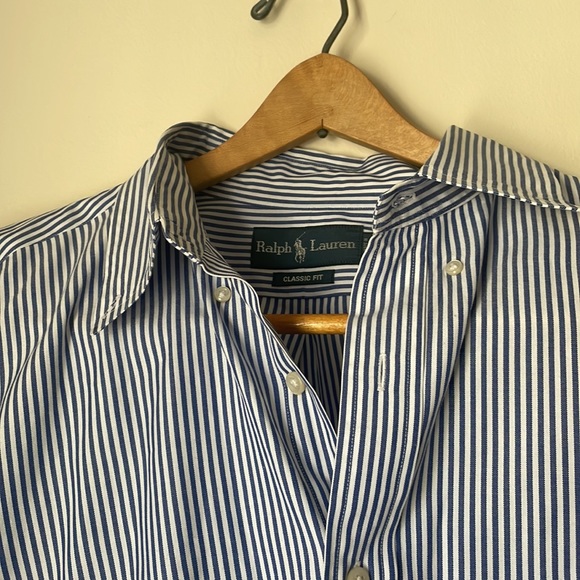 Men’s Ralph Lauren button down shirt blue white formal striped size xl - Picture 7 of 7